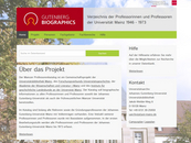 Screenshot der Startseite von ›Gutenberg Biographics‹.